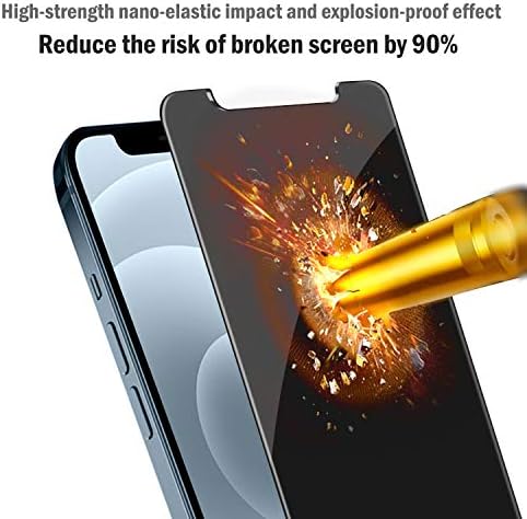 Qhohq [2 pacote] Protetor de tela de privacidade para iPhone 12 Pro máximo de 6,7 polegadas, filme de vidro temperado anti -spy, dureza 9H, borda 2.5D, resistência a arranhões, instalação fácil - amigável para casos