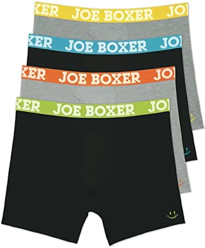 Joe Boxer Mens Boxer Briefs 4-Pack-respirável e tag Free Solid Cotton Stretcher Boxer Briefs for Men Pack of 4