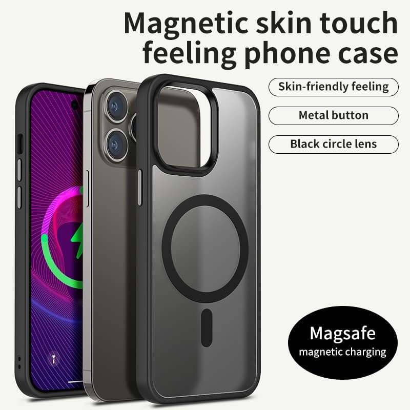 Caso magnético de Yzoiko para iPhone 14 Pro Max Case [Drop de 10 pés testada e compatível com MagSafe] Translúcia Anti-Fingerprint