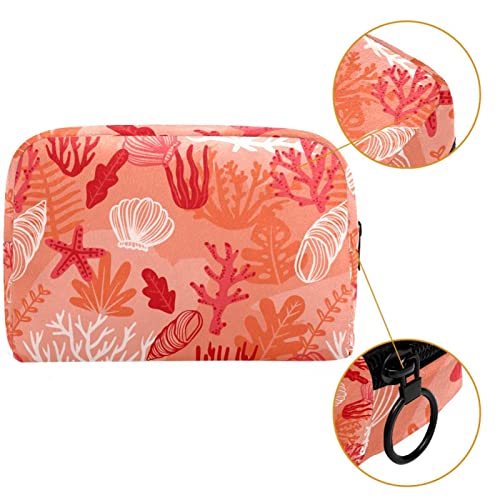 Bolsa de bolsa de maquiagem de barra de maquiagem do mundo do mar de coral do mar vermelho para a bolsa Bolsa cosmética bolsa de higiene pessoal portátil para mulheres presentes de meninas