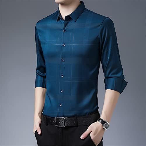 Vestido de camiseta de manga longa de jeke-dg de botão de botão de botão de camisetas xadrez xadrez listrado camiseta listrada