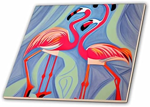 3drose legal engraçado artístico colorido rosa flamingo pássaro pássaro picasso estilo cubismo Arte - telhas