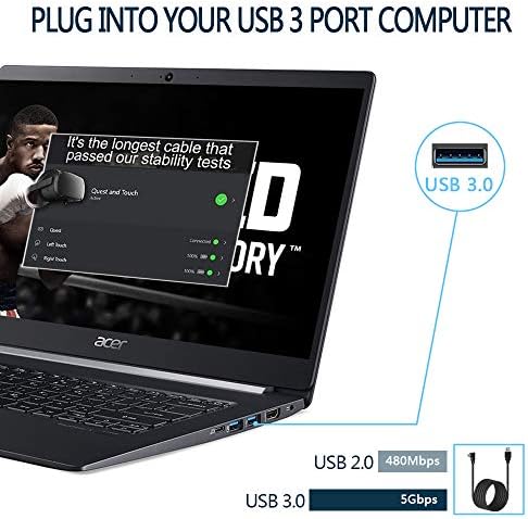 Compatível com o cabo de link Oculus 10ft, DHH USB 3.2 Gen1, USB C a A, transferência de dados de alta velocidade e cabo de carregamento