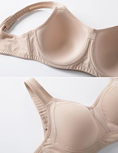 Syrokan Women's Alto Impact Impact Sports Bra High Support Large Bust Baust acolchoado tiras ajustáveis ​​correndo sutiã