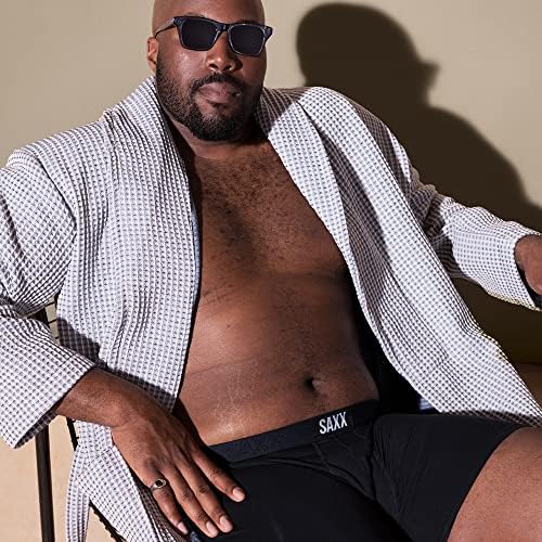 Roupa íntima masculina Saxx-vibe resumos de boxe super macio com suporte de bolsa embutido-pacote de 2, roupas íntimas