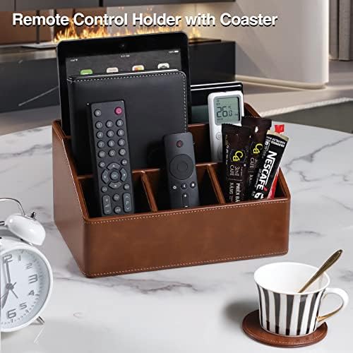 Organizador da mesa de couro de Meiboch, luxo Office Supplies Remote Control titular com montanha -russa - Sãs de mesa, mesa