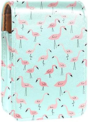 Mini estojo de batom com espelho para bolsa, organização de porta -estacas portátil rosa flamingo