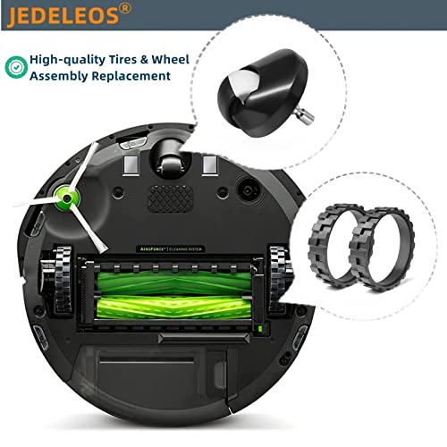 Pneus de substituição de Jedeleos para o vácuo do IroBot Roomba 500, 600, 700, 800, 900, E5, E6, I7 Series, um par de pneus e montagem de roda de rodas frontais