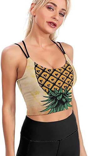 Tanque esportivo feminino Top Aruba Fitness Fitness Crop Crop Top Longline Bra acolchoado -