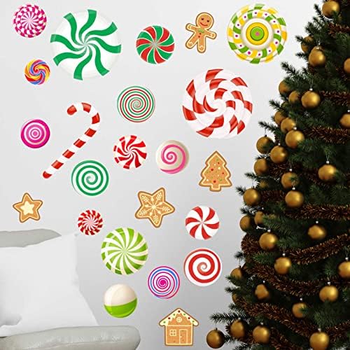Feliz Natal Pecommint recortes de gengibre -pão de gengibre colorido redondo lollipop land bastão de doces para doces decoração