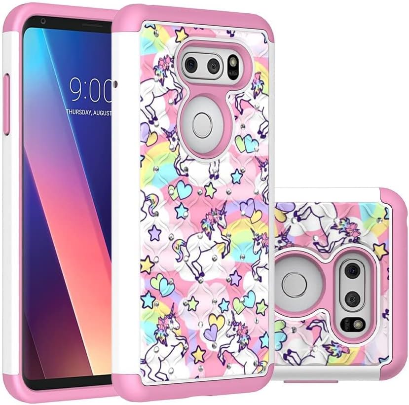 Caso Town Compatível para LG Stylo 3 / LG LS777, Rainbow Unicorn Pattern Padrão pesado à prova de choques de choques de choques