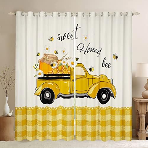 Crianças cortinas de gnomos fofos, cortinas e cortinas de abelhas rústicas 38 wx54 l, doce de mel com cortinas de janela para meninos