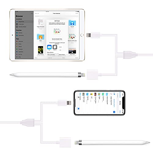 Alfzero Charger para Apple Pencil Adapter 2in1 Cabo de dados USB para iPhone e iPad Pro Accessories 150cm