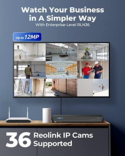 Reolink 36 Channel Video Recorder para sistema de câmera de segurança, trabalhe com câmeras IP de 12mp/4k/5mp/4mp reolink ip nvr, sistema de alarme integrado O/I, 3 baías de HDD, sem HDD incluído, rln36