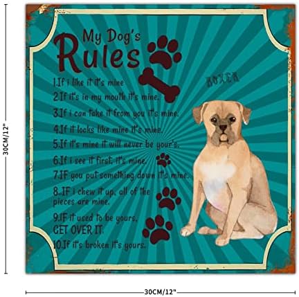 Alioyoit Regras do meu cachorro Funny Dog Metal Tin Sign Placa Dog Patre