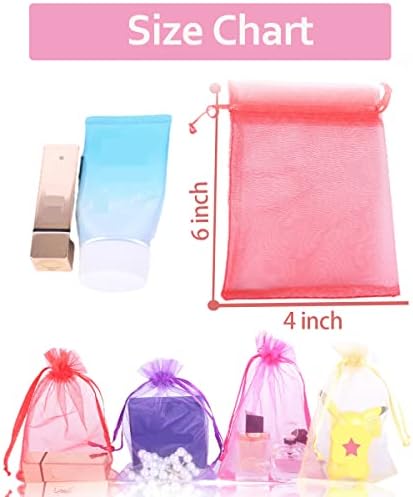 Lysxp 100 PCs Sacos de organza 4 × 6 polegadas ， Random 10 coloridas de jóias de jóias de malha de malha de malha de jóias, pequenas