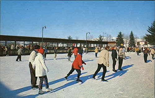Patinação de gelo Grossinger, New York NY Original Vintage Post -Card