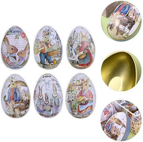 NUOBESTY EASTER OGY TIN TIN METAL METAL EMPREGA OGOS DE Páscoa Páscoa vazia Ovos de galinha de brinquedo Bunny Metal Candy Box