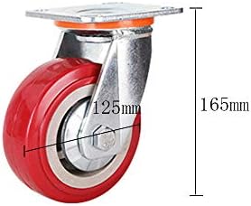 Caster vermelho pesado vermelho com tampa de poliuretano desgaste durável 4 polegadas 5 polegadas Roda de freio de