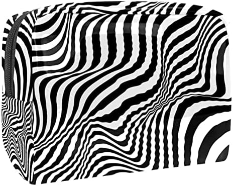 Bolsa de maquiagem à prova d'água, bolsa de maquiagem, organizador cosmético de viagem para mulheres e meninas, listras brancas pretas 3D Artistic Zebra