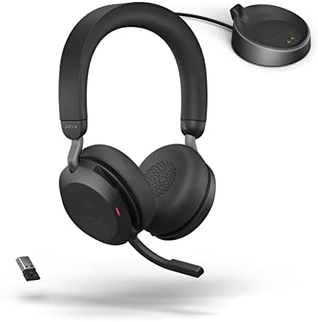 Jabra Evolve2 75 PC fone de ouvido sem fio com suporte de carregamento e tecnologia de 8 microfones - fones de ouvido estéreo