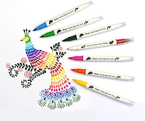 Caneta de escova Pentel Pen Dual 30 Cores Defina canetas de ponta de fibra com duas dicas de escrita flexíveis, tinta à base de água,