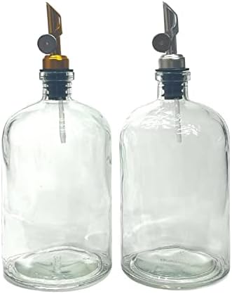Bush, boticário de 25 onças, garrafa de vidro transparente com pico de metal | Óleos, vinagres, xaropes de café, enxaguatório