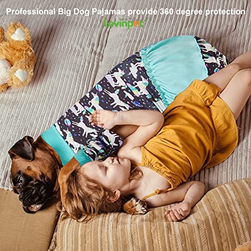 Pijama de cães gigantes grandes de Lovinpet, camisa de recuperação pós -cirurgia para cães grandes, unicórnios no