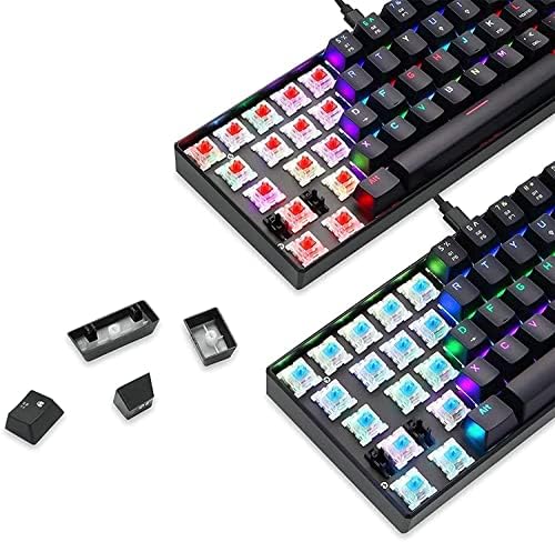 Teclado de 60% para jogos, RGB BackLit Ultra Compact Mini Teclado, teclado mecânico e resistente à água ergonômica silenciosa