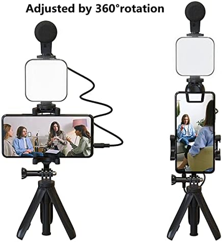 Kit de vídeo para smartphone Smartphone Câmera de vídeo kit de microfone com luz +microfone +tripé +suporte de telefone +kit remoto
