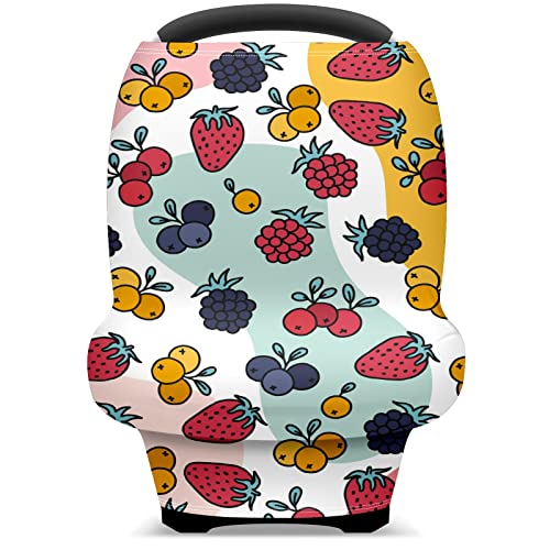 Capas de assento de carro para bebês Summer Fruit Fruit Cherry Morwberry Red Purple Pattern Cober