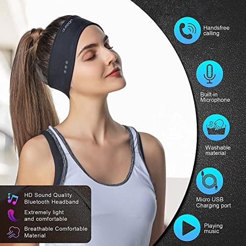 Fones de ouvido do sono Bluetooth, fones de ouvido sem fio v5.5 esportes de cabeça com um alto alto -falante estéreo para