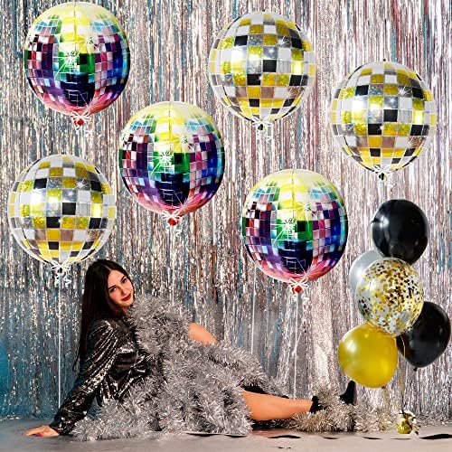 Katchon, Big Disco Ball Balloons - 22 polegadas, pacote de 6 | Balões de discoteca multicolorida para decorações de