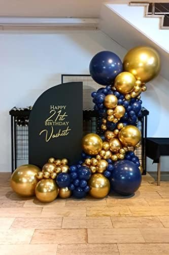 Balões azuis da marinha kit de guirlanda de arco 119pcs balões de ouro cromo para a festa de aniversário de formatura de casamento