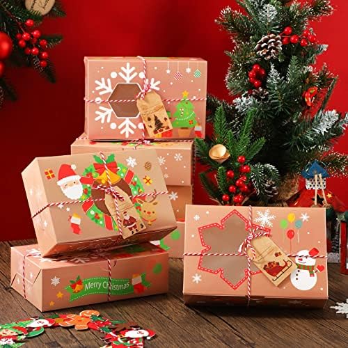 16 PCs Caixas de tratamento de panificação de Natal de Natal Kraft pequenas caixas de biscoitos de Natal Caixas de