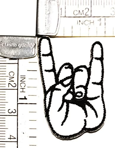 Kleenplus 3pcs. Mini mão branca punk rock and roll ferro em manchas desenho animado infantil moda moda estilo bordado motivos applique decoração emblema figurino artes reparo de costura