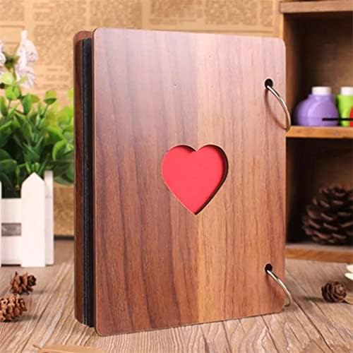 Xbwei 6 zoll fotoalbum wachstum holz abdeckung Familie speicher Gedenk Handwerk Jahrestag Diy Geschenk Liebe Herz Decor