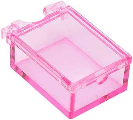 Caixa de armazenamento de jóias, caixa de grade de unhas acrílico à prova de poeira transparente rosa à prova d'água