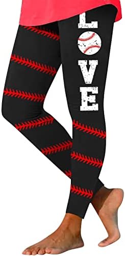 Leggings de impressão de beisebol para mulheres com cintura alta ioga leggings Ultra mole escova elástica calça de treino confortável