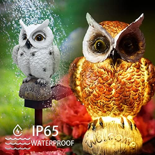 2 Pack Garden Light Solar Light Outdoor Decor, Luz Led Solar de Owl de Resina Com Estaca, Luz à prova d'água animal para