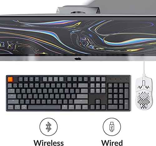 KeyChron K10 Bluetooth/USB com fio teclado de jogos com fio, layout de tamanho completo 104 Chaves RGB LED LIGHT N-TENAS