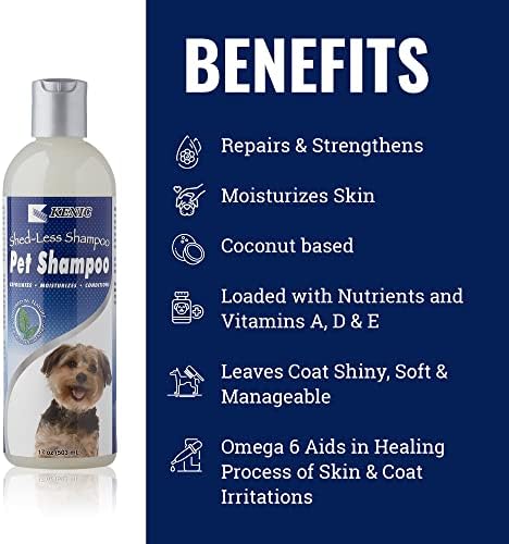 Shampoo de Condicionamento Especializado Kenic Shed-Shed para cães, fórmula suave sem perfume, sem sabão, feita nos EUA