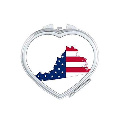 Virginia USA Map Stars Stripes Flag Shape espelho Magnificação portátil portátil maquiagem de bolso