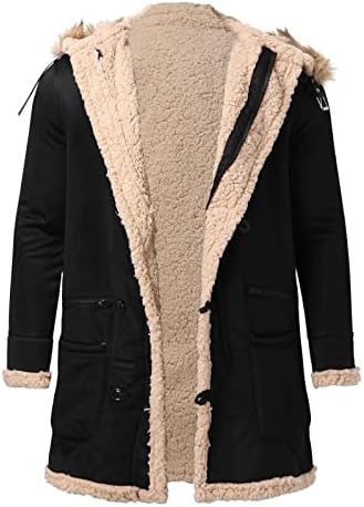 Homens de tamanho com capuz com capuz com capuz de inverno Coloque de lapela de manga comprida jaqueta de couro