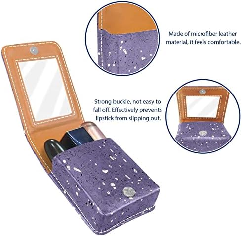 Mini maquiagem de Oryuekan com espelho, bolsa de embreagem Leatherette Lipstick Case, Psyche Art Purple Abstract Black Linhas
