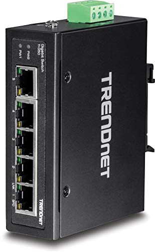 Trendnet 5-porta endurecida Industrial Gigabit Din-Rail, capacidade de comutação de 10 Gbps, interruptor de rede nominal