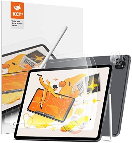 KCT [3+2 pacote] Protetor de tela de papel compatível com iPad Pro 11 polegadas 2022 e 2021 e 2020 com protetor de lente de câmera, anti-Glare e Film Film Compatível com Apple Pencil, para escrever e desenhar