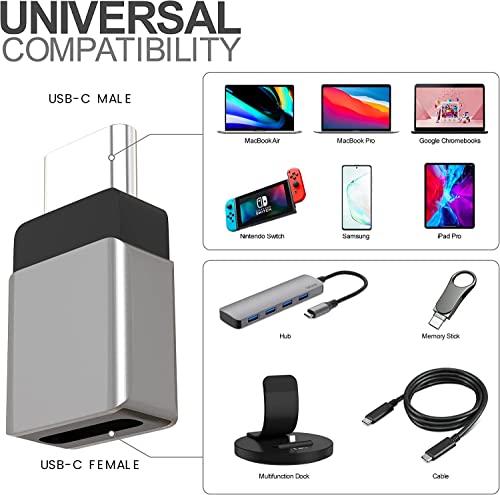 4 Pacote Adaptador de Extender USB C, Celulare Cellularize Male Curto para Fêmea Tipo C Extensão de Docagem PD 100W