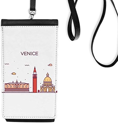 Veneza Itália Landmark Flat Pattern Phone Cartet Burse pendurada bolsa móvel bolso preto