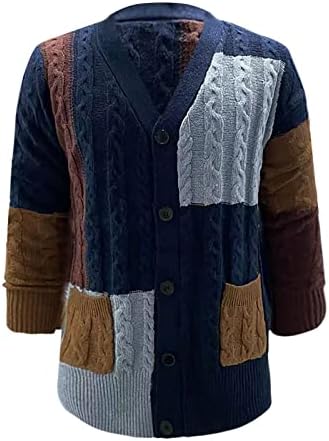 Jackets de inverno ADSSDQ para homens, Spring Open-Front Casal Men Casual Escritório de Manga Longa Sweater de botão quente